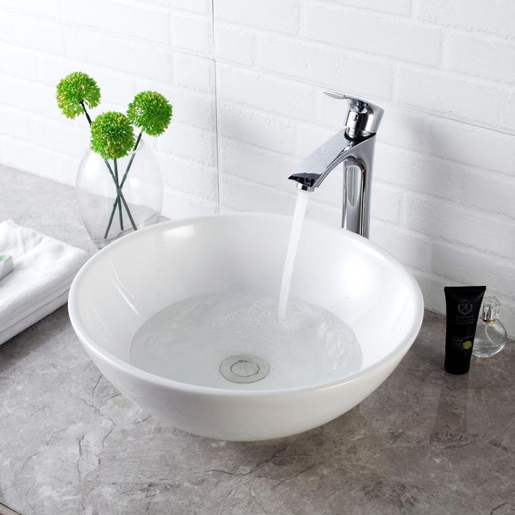 LORDEAR 16 in. x 16 in. Vessel Sink Modern Bathroom Above Round Bowl in White Porcelain Ceramic Vessel Vanity Sink Art Basin