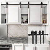 6.6 ft./79 in. Black Steel Sliding Barn Door Track and Hardware Kit for Double Doors with Floor Guide - Super Arbor