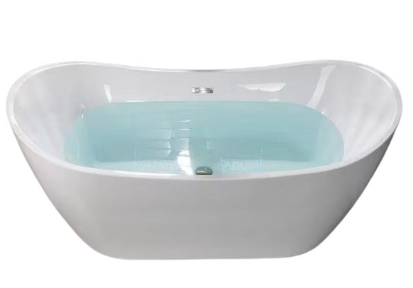 Union 67 in. Acrylic FlatBottom Double Slipper Bathtub with Polished Chrome Overflow and Drain Included in White