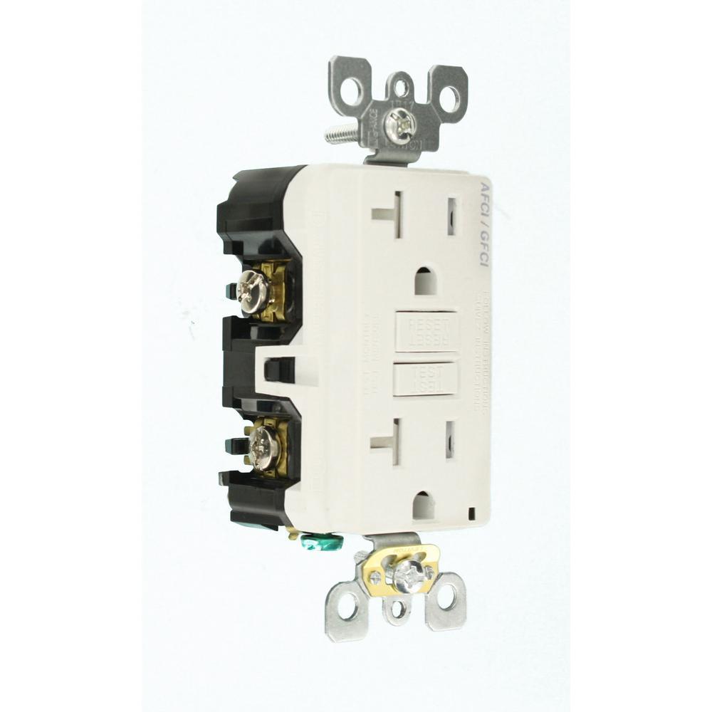 20 Amp 125-Volt Duplex Self-Test SmartlockPro Tamper Resistant AFCI/GFCI Dual Function Outlet, White - Super Arbor