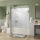 Simplicity 60 x 58-3/4 in. Frameless Contemporary Sliding Bathtub Door in Bronze with Rain Glass - Super Arbor
