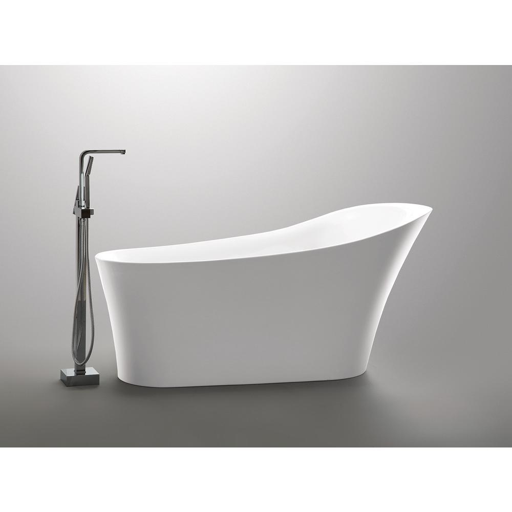 Maple 5.58 ft. Acrylic Flatbottom Non-Whirlpool Bathtub in White - Super Arbor