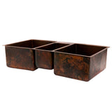 All-in-One Dual Mount Copper 42 in. 0-Hole Triple Basin Kitchen Sink in Oil Rubbed Bronze - Super Arbor