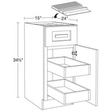 Home Decorators Collection Grayson 15 in. W x 24 in. D x 34.5 in. H Assembled Plywood Base Kitchen Cabinet in Pacific White with 2ROT Knife Block R