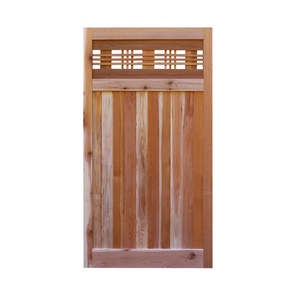 3 ft. x 6 ft. Western Red Cedar Flat Top Horizontal Lattice Fence Gate - Super Arbor