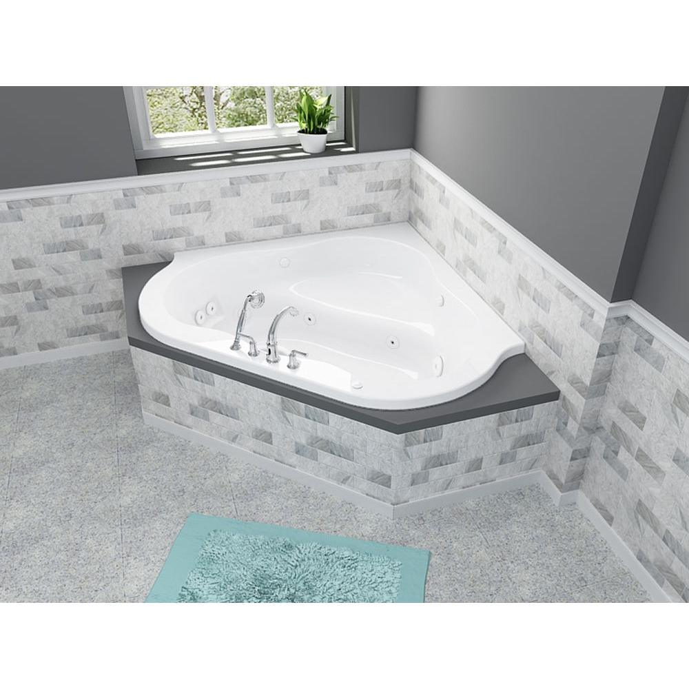 EverClean 77 in. Acrylic Corner Drop-in Whirlpool Bathtub in White - Super Arbor