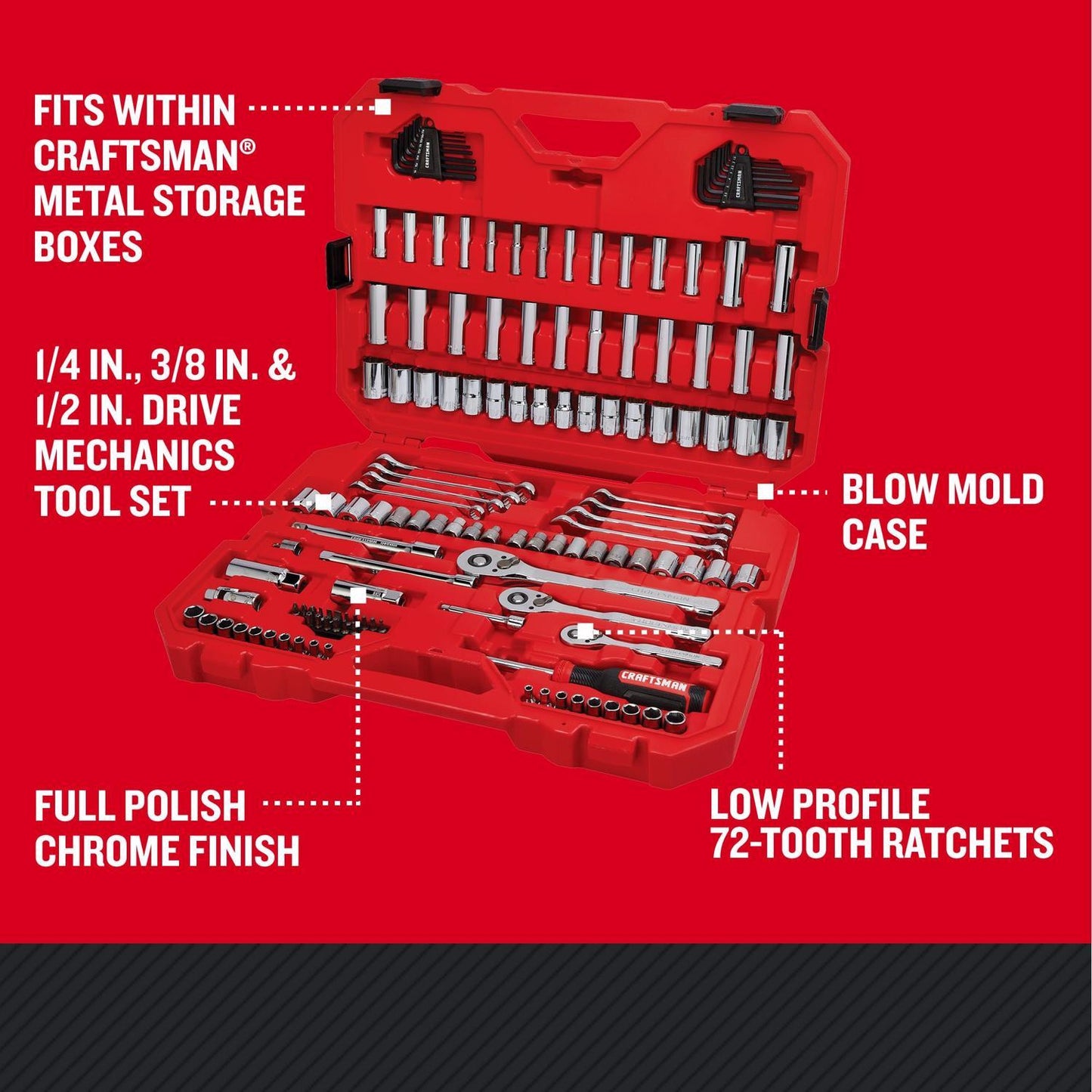 Craftsman 135 pc Mechanic's Tool Set - Metric and SAE, 6 and 12 Point