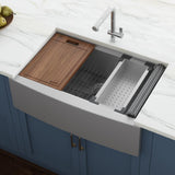 Apron-Front Stainless Steel 36 in. 16-Gauge Workstation Single Bowl Farmhouse Kitchen Sink - Super Arbor