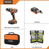 18-Volt Cordless 2-Speed 1/2 in. Compact Drill/Driver Kit and Black Oxide Drill Bit Set (21-Piece) - Super Arbor