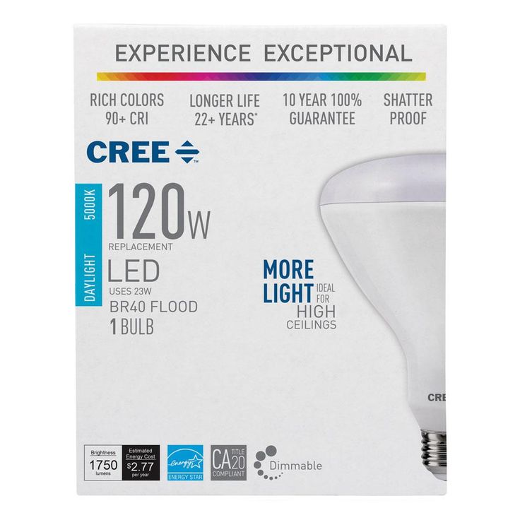 Cree 120W Equivalent Daylight (5000K) BR40 Dimmable Exceptional Light Quality LED Light Bulb