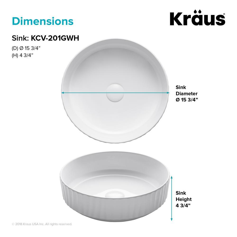 Viva 15-3/4 in. Round Porcelain Ceramic Vessel Sink in White - Super Arbor