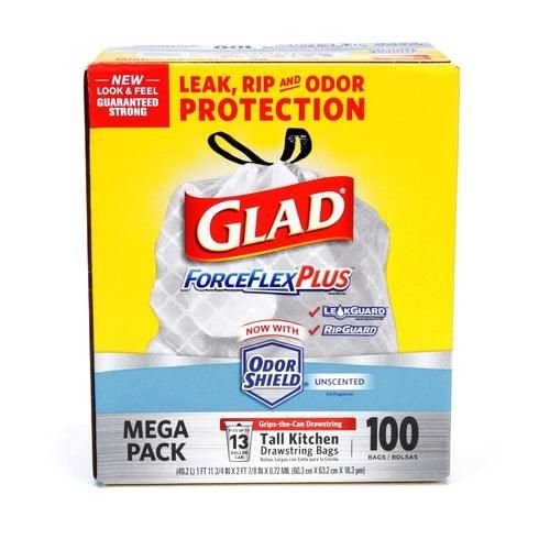 Glad ForceFlex 100-Pack 13-Gallon Gray Plastic Kitchen Trash Bag