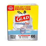 Glad ForceFlex 100-Pack 13-Gallon Gray Plastic Kitchen Trash Bag