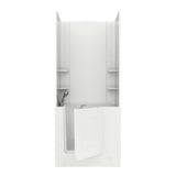 Rampart Nova Heated 5 ft. Walk-in Whirlpool Bathtub with Flat Easy Up Adhesive Wall Surround in White - Super Arbor