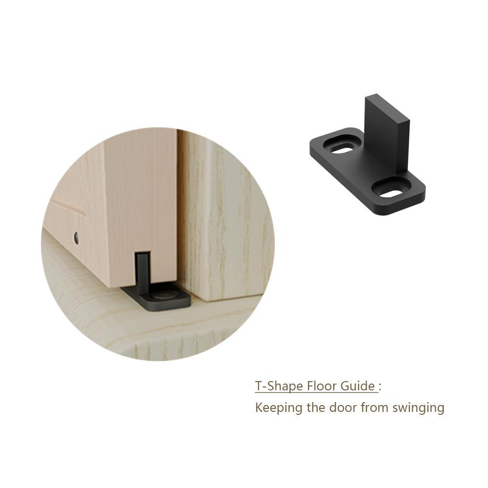 6.6 ft./79 in. Black Steel Sliding Barn Door Track and Hardware Kit for Double Doors with Floor Guide - Super Arbor