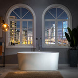 Tion 59 in. Acrylic Freestanding Double Ended Air Bath Bathtub with Drain and Overflow Included in White - Super Arbor