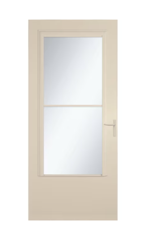 LARSON Concord 30-in x 81-in Almond Mid-view Retractable Screen Wood Core Storm Door with Almond Handle