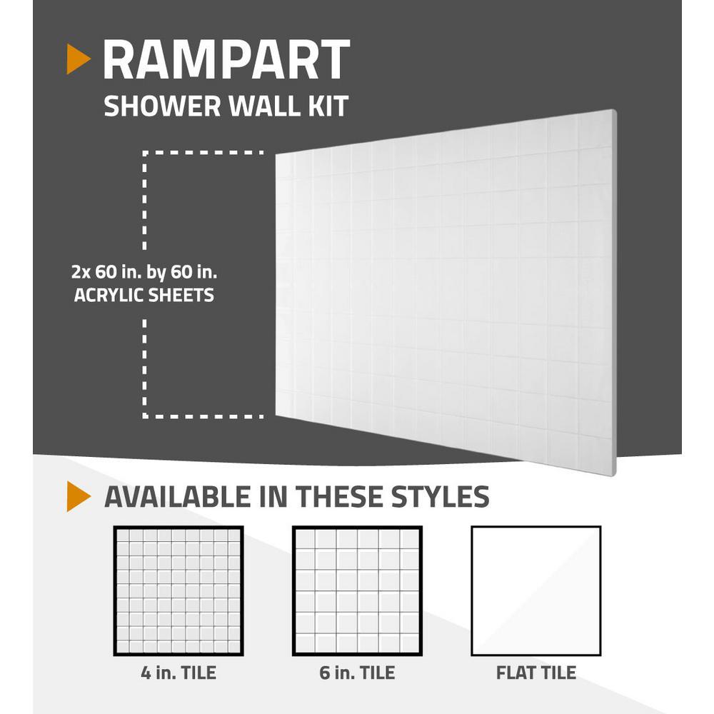 Rampart Nova Heated 5 ft. Walk-in Whirlpool Bathtub with 6 in. Tile Easy Up Adhesive Wall Surround in Biscuit - Super Arbor