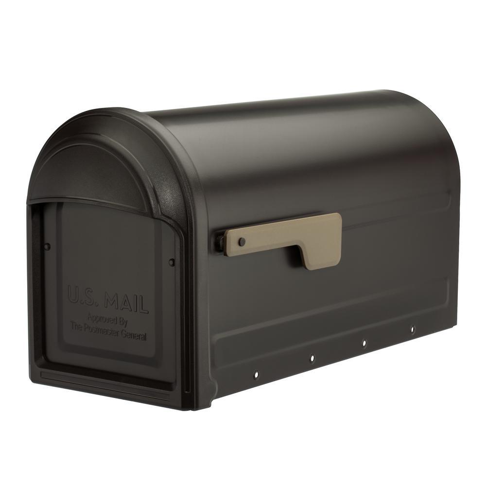 Barrington Post Mount Mailbox Black with Red Flag - Super Arbor