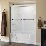 Crestfield 60 in. x 58-1/8 in. Semi-Frameless Traditional Sliding Bathtub Door in Bronze with Transition Glass - Super Arbor