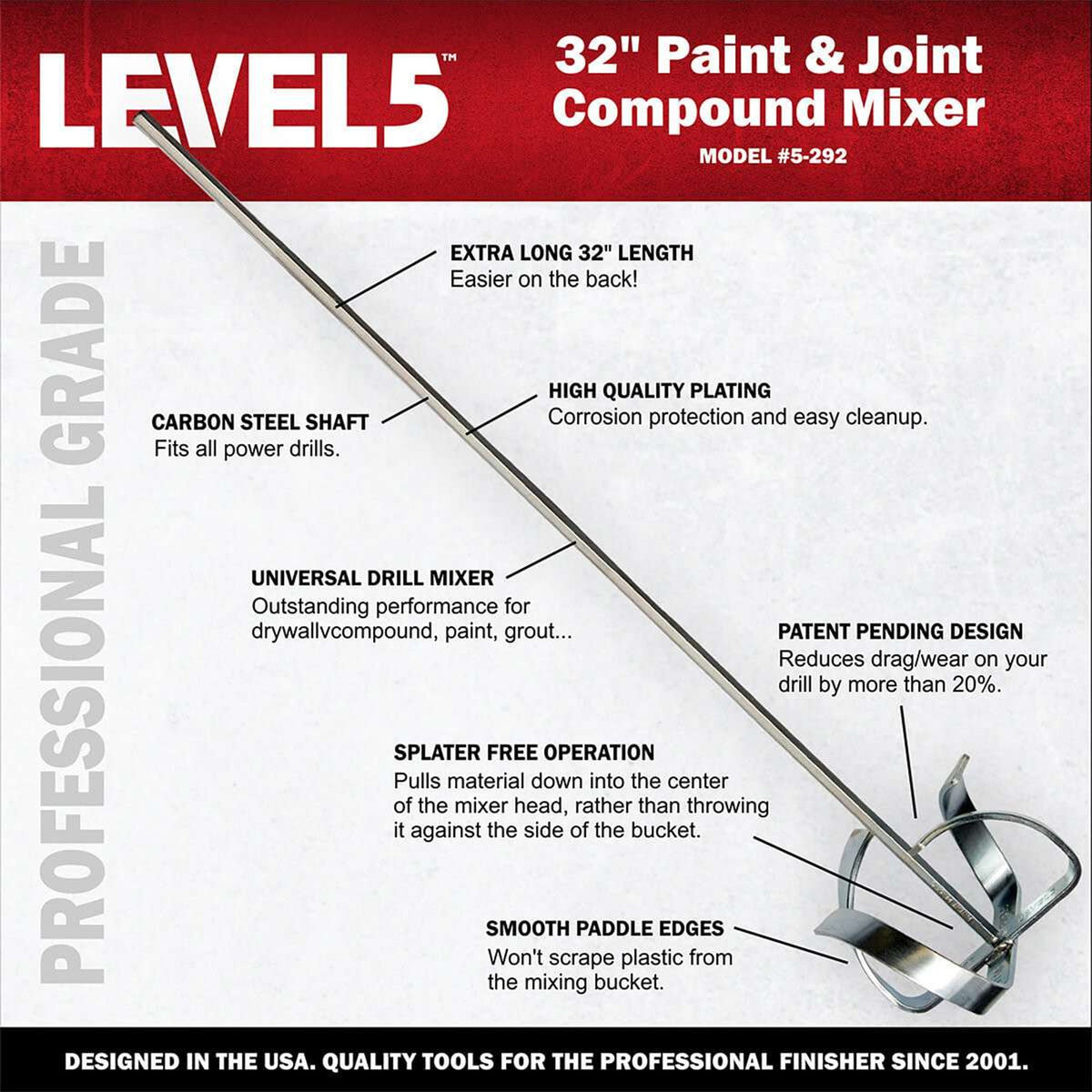 LEVEL5 Deluxe Stainless Drywall Hand Tool Set with Soft-Grip Handles, 5-609
