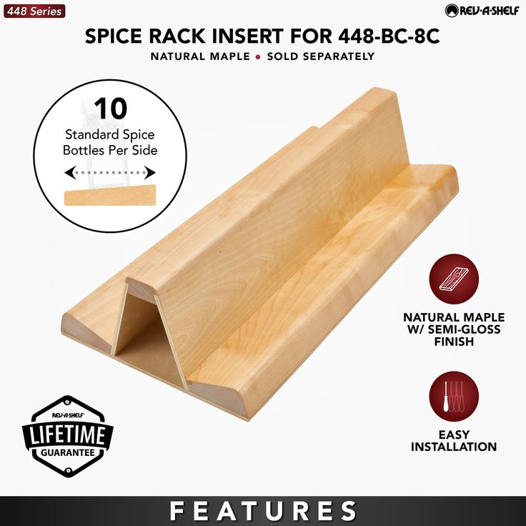 Rev-A-Shelf 7-in W x 4.875-in H 1-Tier Mounted Wood Spice Rack