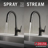 Delta Trinsic Touch2O Matte Black 1-Handle Deck-Mount Pull-Down Touch Kitchen Faucet