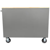 46 in. W 9-Drawer, Deep Tool Chest Mobile Workbench in Gloss Gray with Hardwood Top