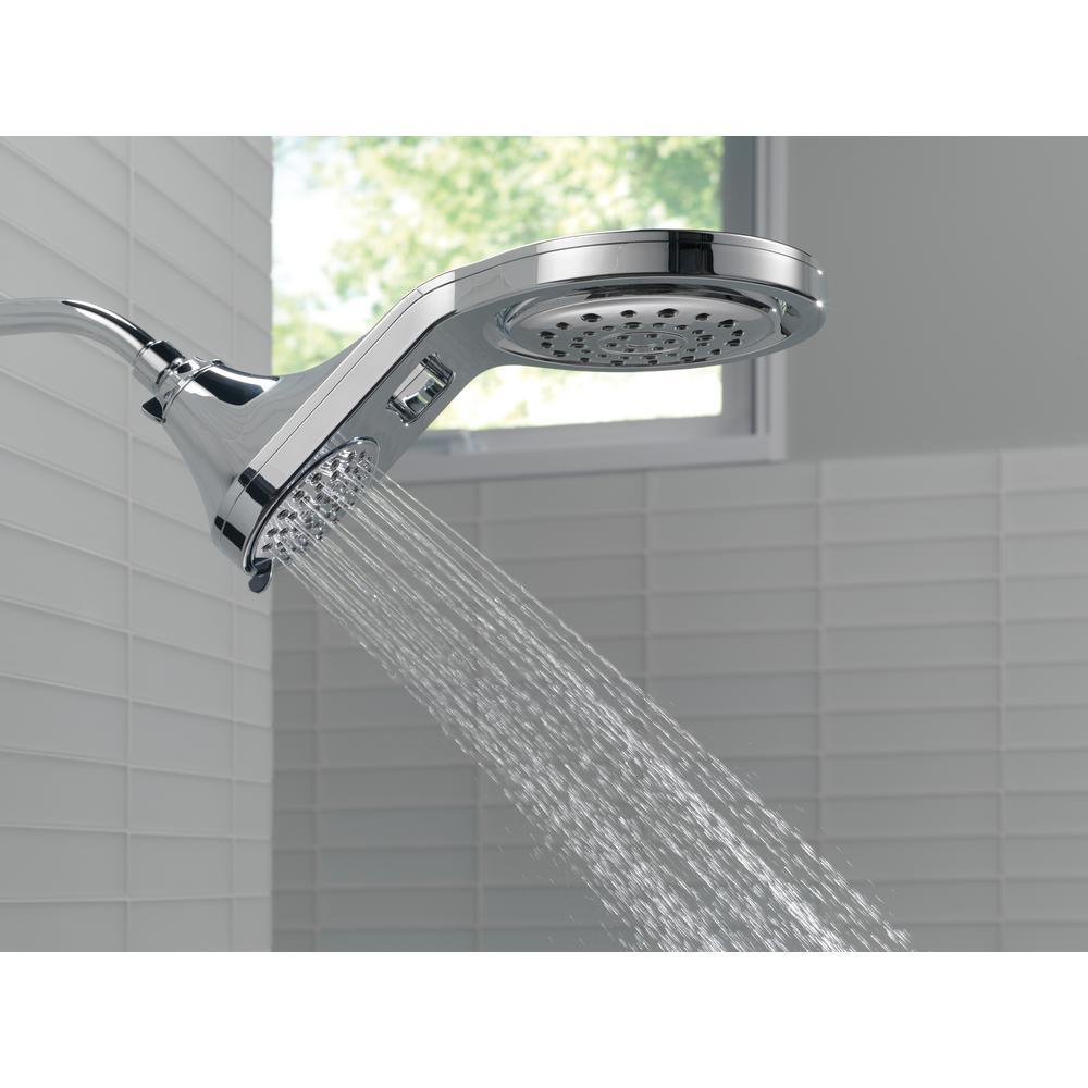 HydroRain Two-in-One 5-Spray 7.9 in. Double Wall Mount Fixed Shower Head in Chrome - Super Arbor
