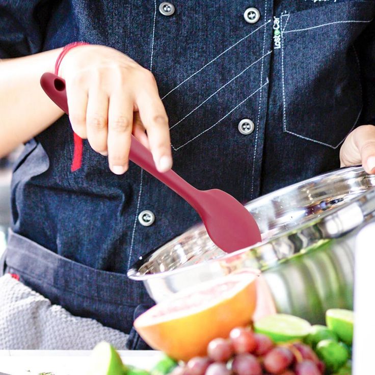 Premium Silicone BPA-Free, Spatula with Stainless Steel Core 500F Heat-Resistant, Non-Stick, Dishwasher Safe, Red