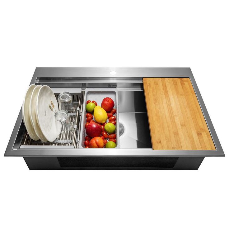 Handcrafted All-in-One Drop-In 32 in. x 22 in. x 9 in. Single Bowl Kitchen Sink in Stainless Steel with Accessories