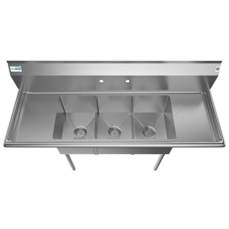 Freestanding Stainless Steel 60 in. 2-Hole Triple Bowl Commercial Kitchen Sink