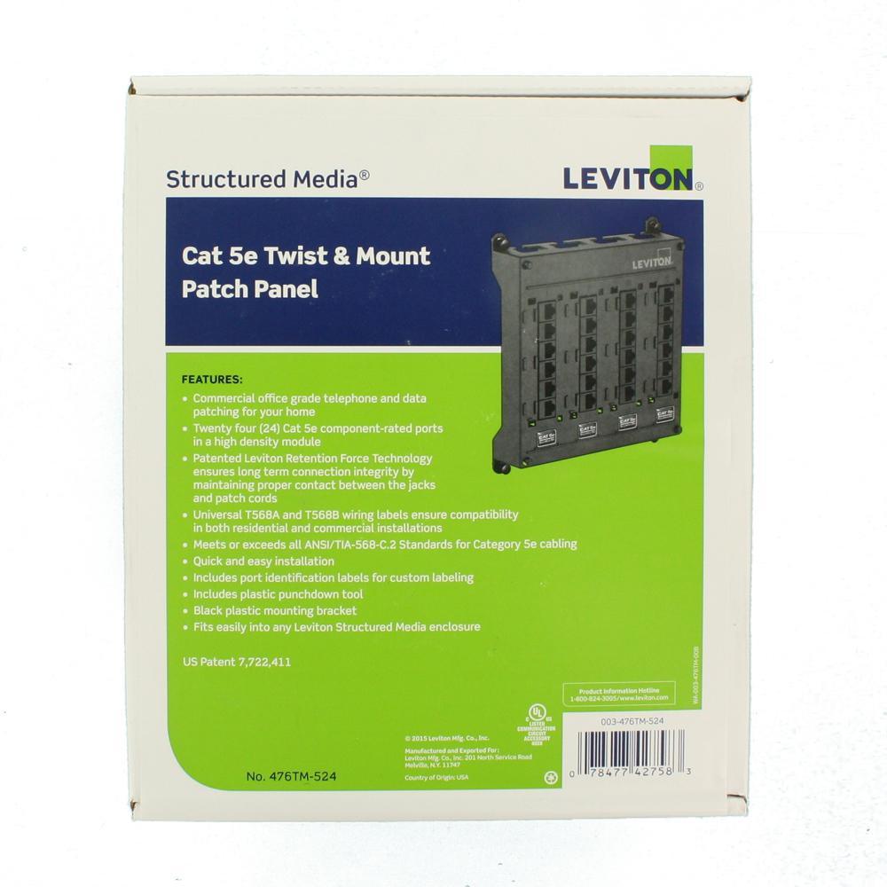 Structured Media Twist and Mount Patch Panel with 24 Cat 5e Ports - Black - Super Arbor
