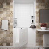 NOVA Heated Rampart 4 ft. Walk-in Non-Whirlpool Bathtub with 6 in. Tile Easy Up Adhesive Wall Surround in White - Super Arbor