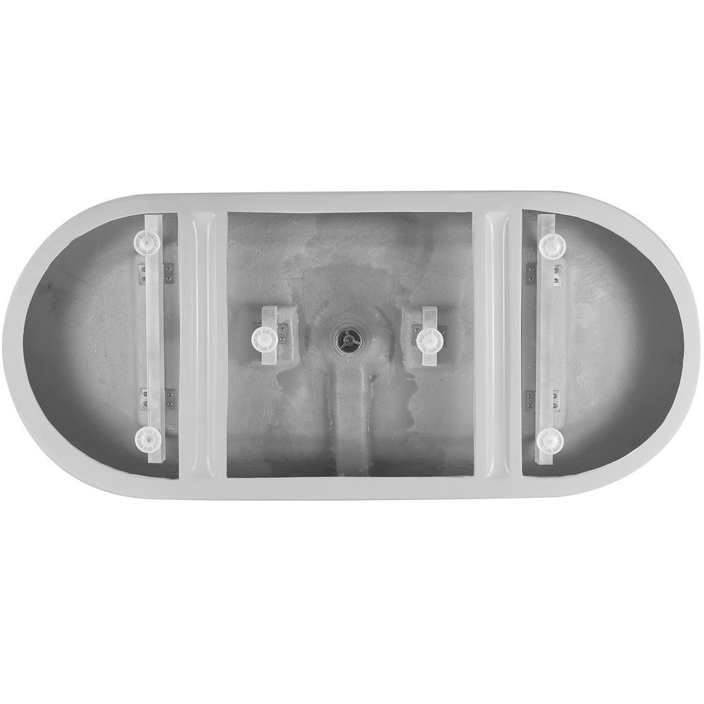 59 in. Acrylic Center Drain Oval Double Slipper Flatbottom Freestanding Bathtub in Glossy White - Super Arbor