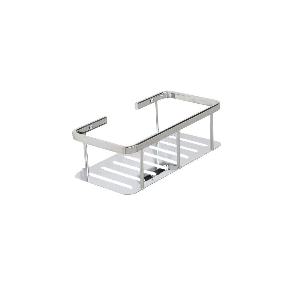 3 in. H x 8.75 in. W x 4.75 in. D Aluminum Solid Cosmetic Basket in Chrome - Super Arbor