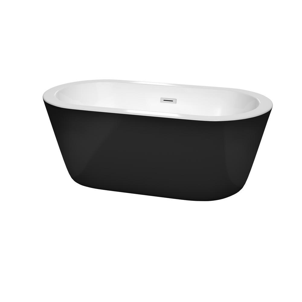 Mermaid 71 in. Acrylic Flatbottom Center Drain Soaking Tub in White - Super Arbor