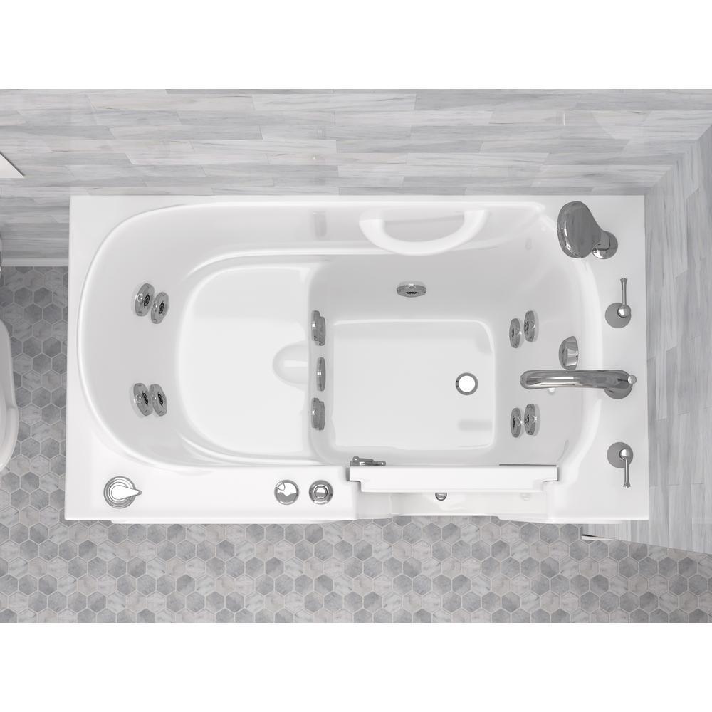 HD Series 46 in. Right Drain Quick Fill Walk-In Whirlpool Bath Tub with Powered Fast Drain in White - Super Arbor