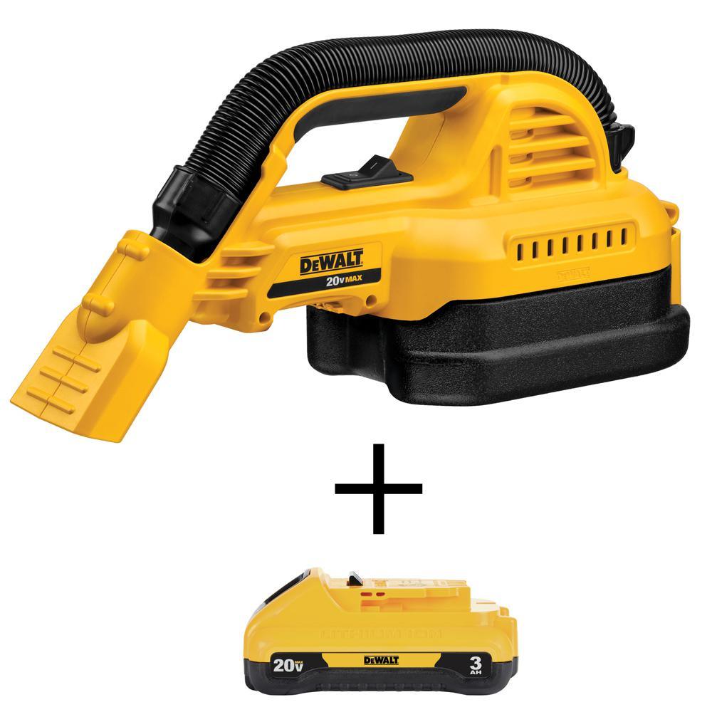 20-Volt MAX Lithium-Ion 1/2 Gal. Wet/Dry Portable Vacuum with (1) 20-Volt Compact 3.0Ah Battery - Super Arbor