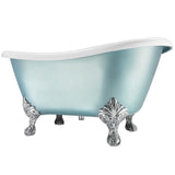 59 in. Fiberglass Double Slipper Clawfoot Non-Whirlpool Bathtub in Matte Lichen Green - Super Arbor