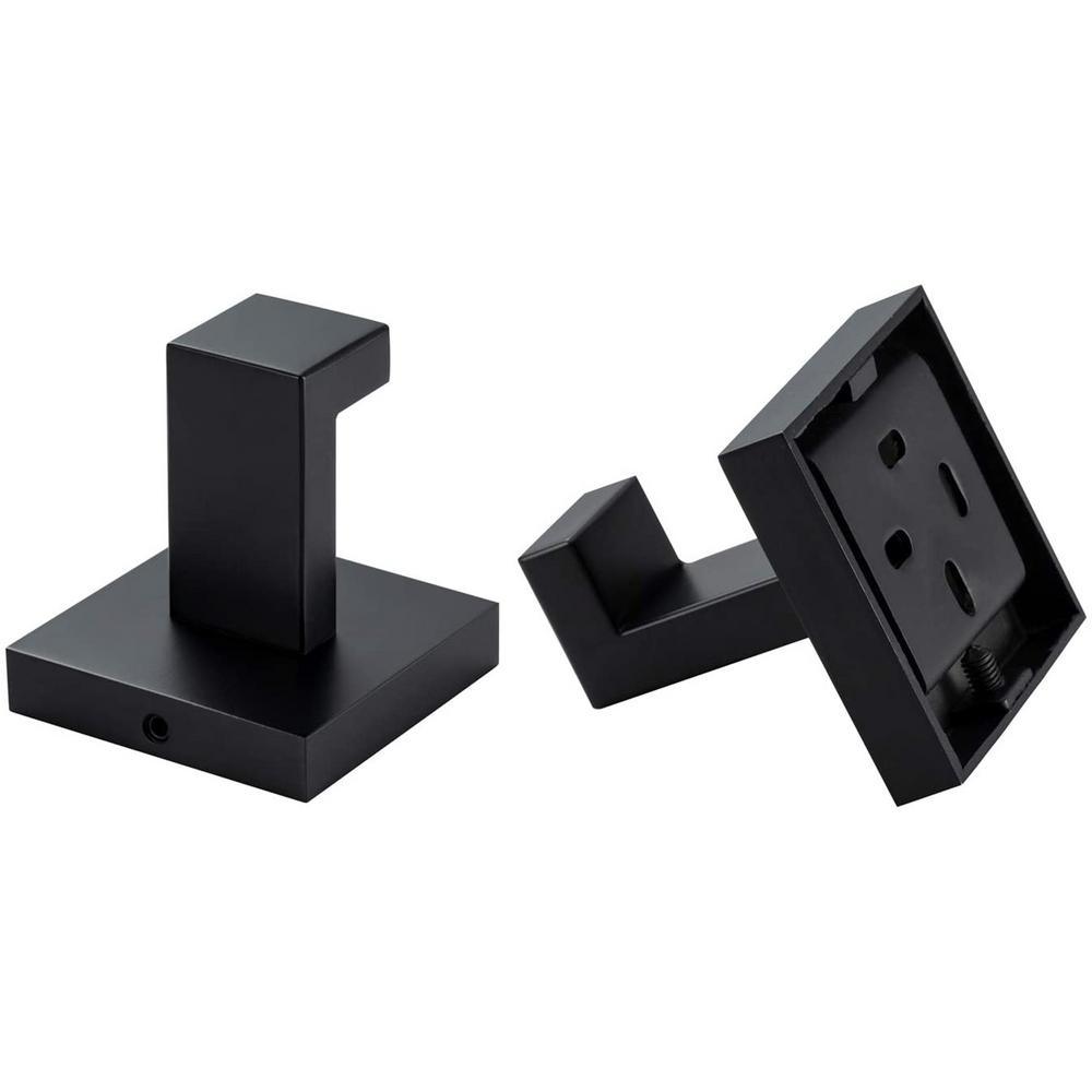 Square Bathroom Robe Hook and Towel Hook in Stainless Steel Matte Black (2-Pack) - Super Arbor