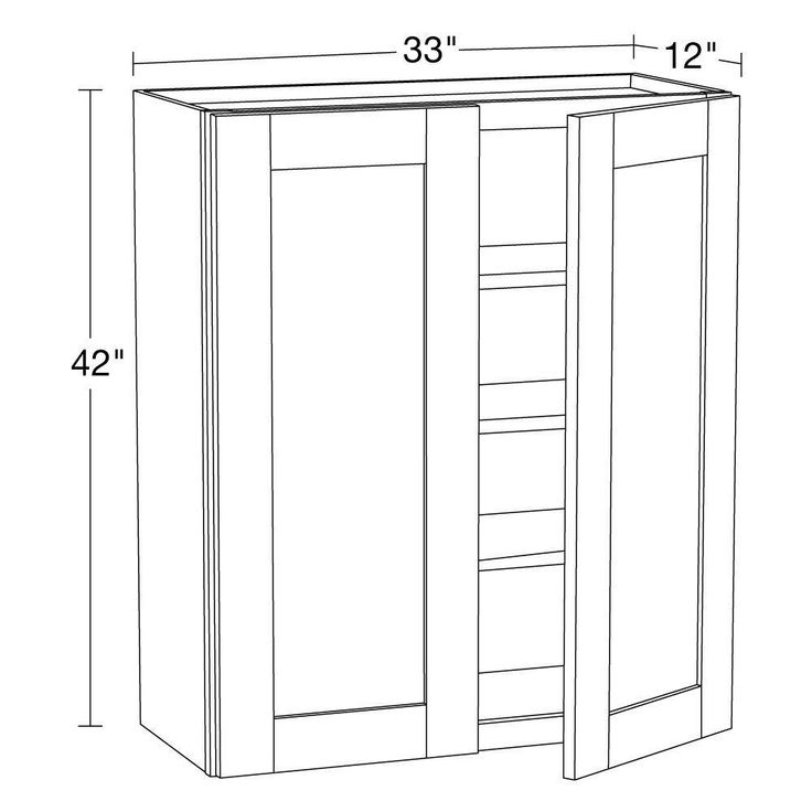 Home Decorators Collection Washington Vesper White Plywood Shaker Assembled Wall Kitchen Cabinet 3 Shelves Soft Close 33 in W x 12 in D x 42 in H