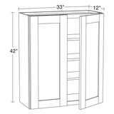 Home Decorators Collection Washington Vesper White Plywood Shaker Assembled Wall Kitchen Cabinet 3 Shelves Soft Close 33 in W x 12 in D x 42 in H