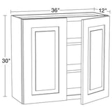 Home Decorators Collection Grayson 36 in. W x 12 in. D x 30 in. H Assembled Plywood Wall Kitchen Cabinet in Pearl Gray with Soft Close