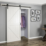 5 ft./60 in. Frosted Black Sliding Barn Door Hardware Track Kit for Single with Non-Routed Floor Guide - Super Arbor