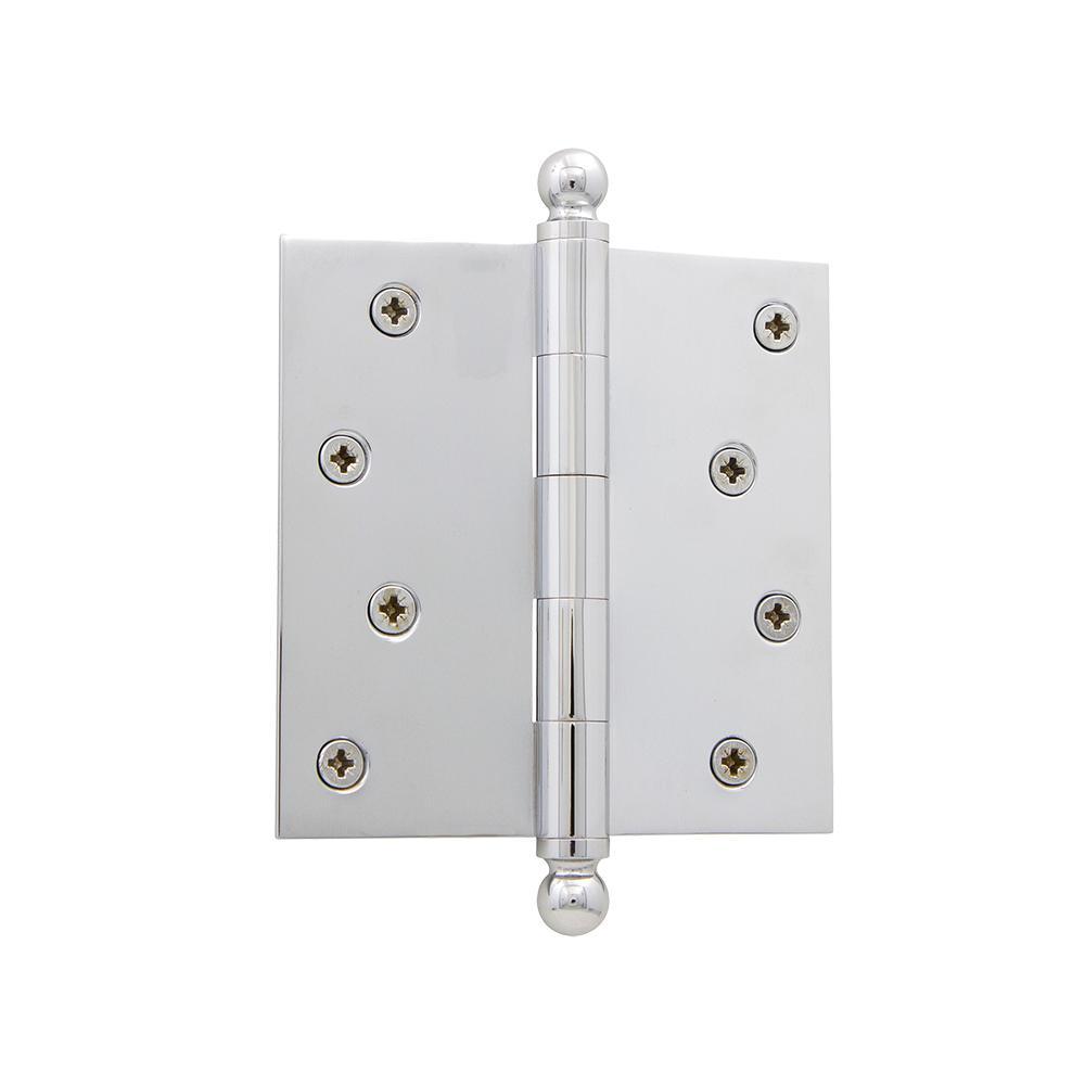 4 in. Ball Tip Residential Hinge with Square Corners in Antique Brass - Super Arbor