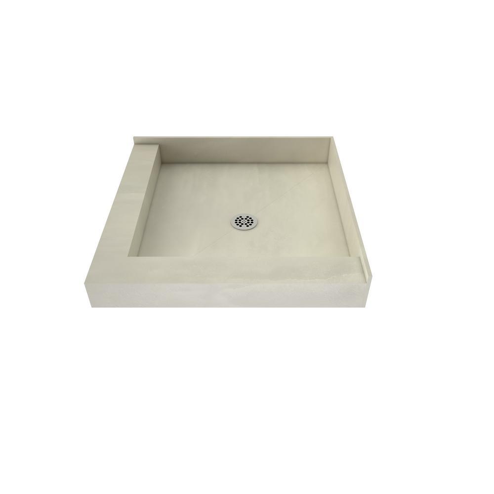 Redi Base 48 in. x 48 in. Double Threshold Shower Base with Center Drain and Polished Chrome Drain Plate - Super Arbor
