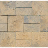 Patio-on-a-Pallet 12 in. x 24 in. and 24 in. x 24 in. Tan Variegated Basketweave Yorkstone Concrete Paver (Pallet of 18) - Super Arbor