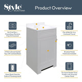 Style Selections Ellenbee 18-in Gray Single Sink Bathroom Vanity with White Cultured Marble Top
