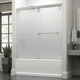 Lyndall 60 x 59-1/4 in. Frameless Mod Soft-Close Sliding Bathtub Door in Bronze with 3/8 in. (10mm) Clear Glass - Super Arbor